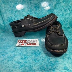Timberland Mudlark Men’s Black Low Top Leather Chunky Boat Shoes Size 10.5